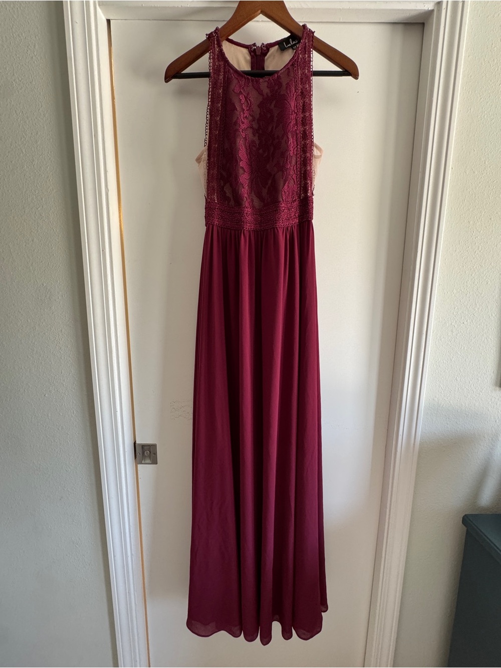 Womens Lulu's Forever and Always Burgundy Lace Maxi Dress XS - Picture 5 of 10